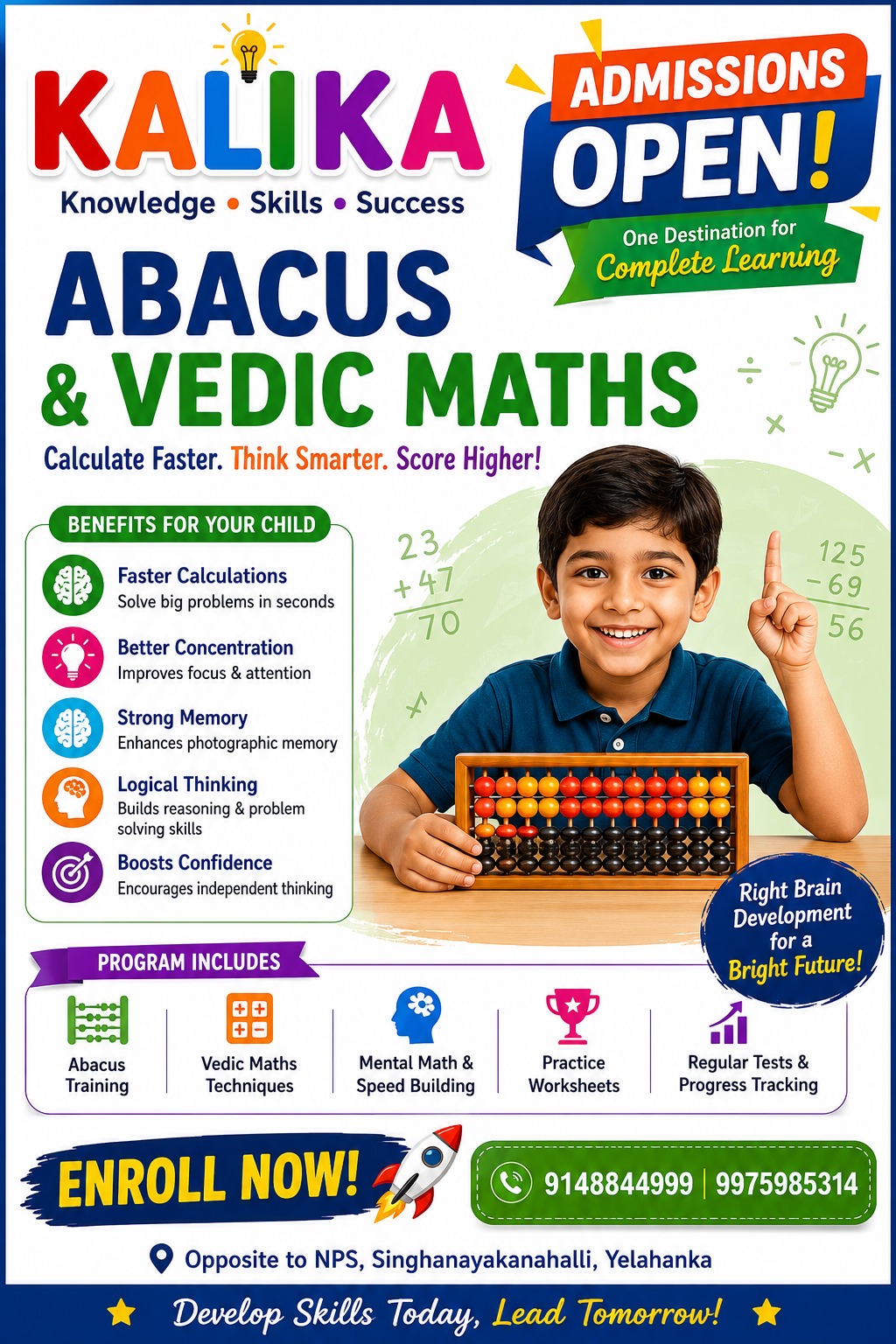 Kalika Abacus and Vedic Maths Poster