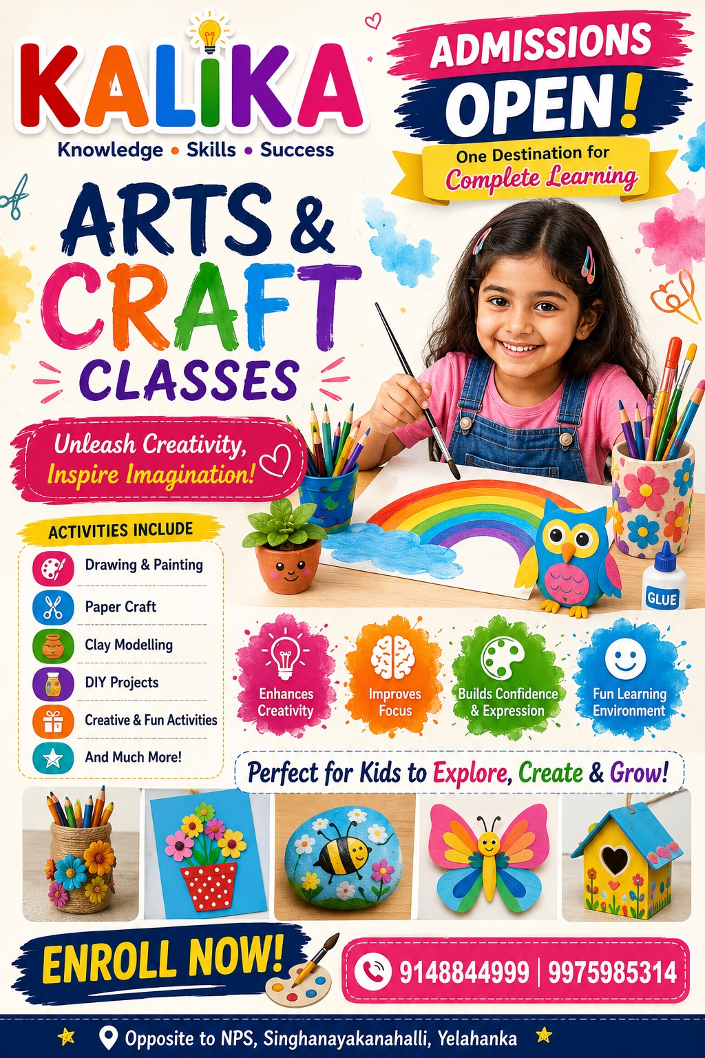 Kalika Arts and Craft Classes Poster