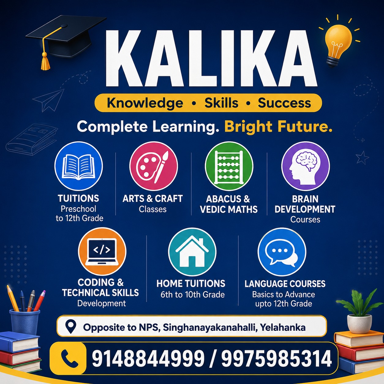 Kalika Academy Complete Learning Blue Poster